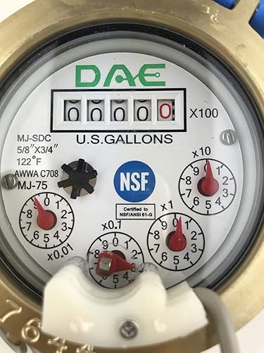 Miniatura 36 de DAE MJ-100 Medidor de agua potable sin plomo NSF61 de 1 pulgada, salida de pulso + acoplamientos, galones