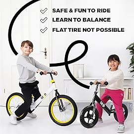 Bixe Balance Bike - 30.5 cm (12) Training Bikes for Kids and Toddlers - 1.8kg (4lbs) Kids\' Balance Bike - Children Ages 3, 4, 5 - No Pedal Push Bicycle for Boys or Girls - Black