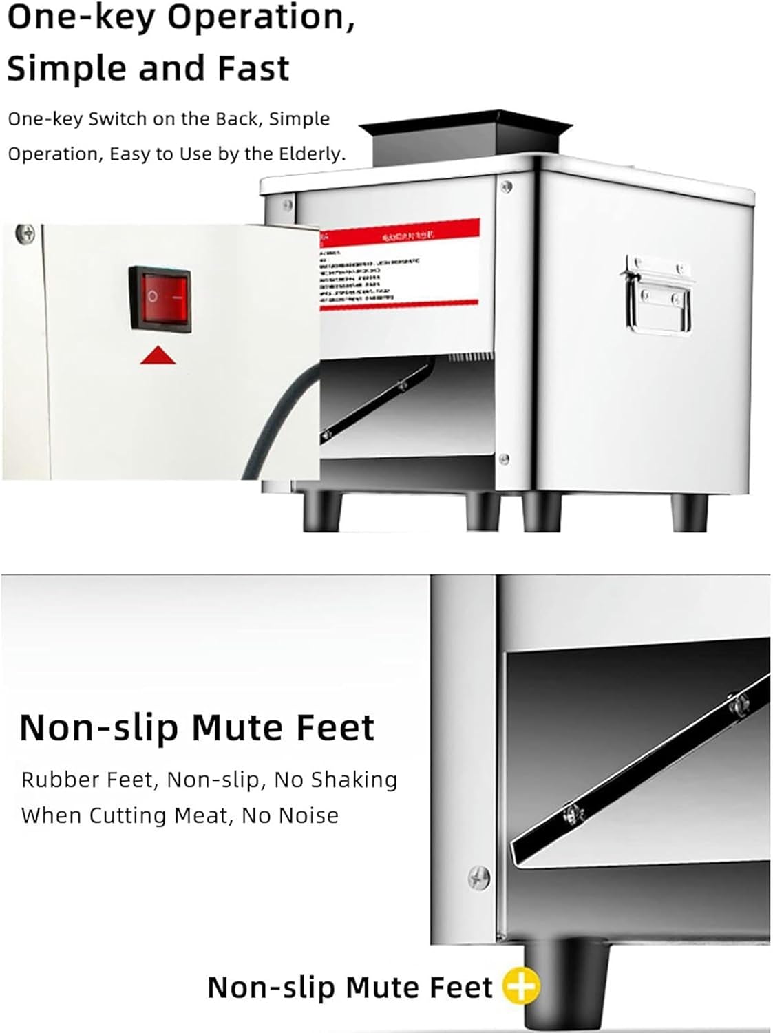 Wzglod 850W Electric Meat Cutting Machine, 2.5mm-21mm Commercial Electric Meat Cutter Machine (Slicer Machine/Shredder Machine/Dicer Cutter), 330 Lbs/H, for Chicken Fish Beef