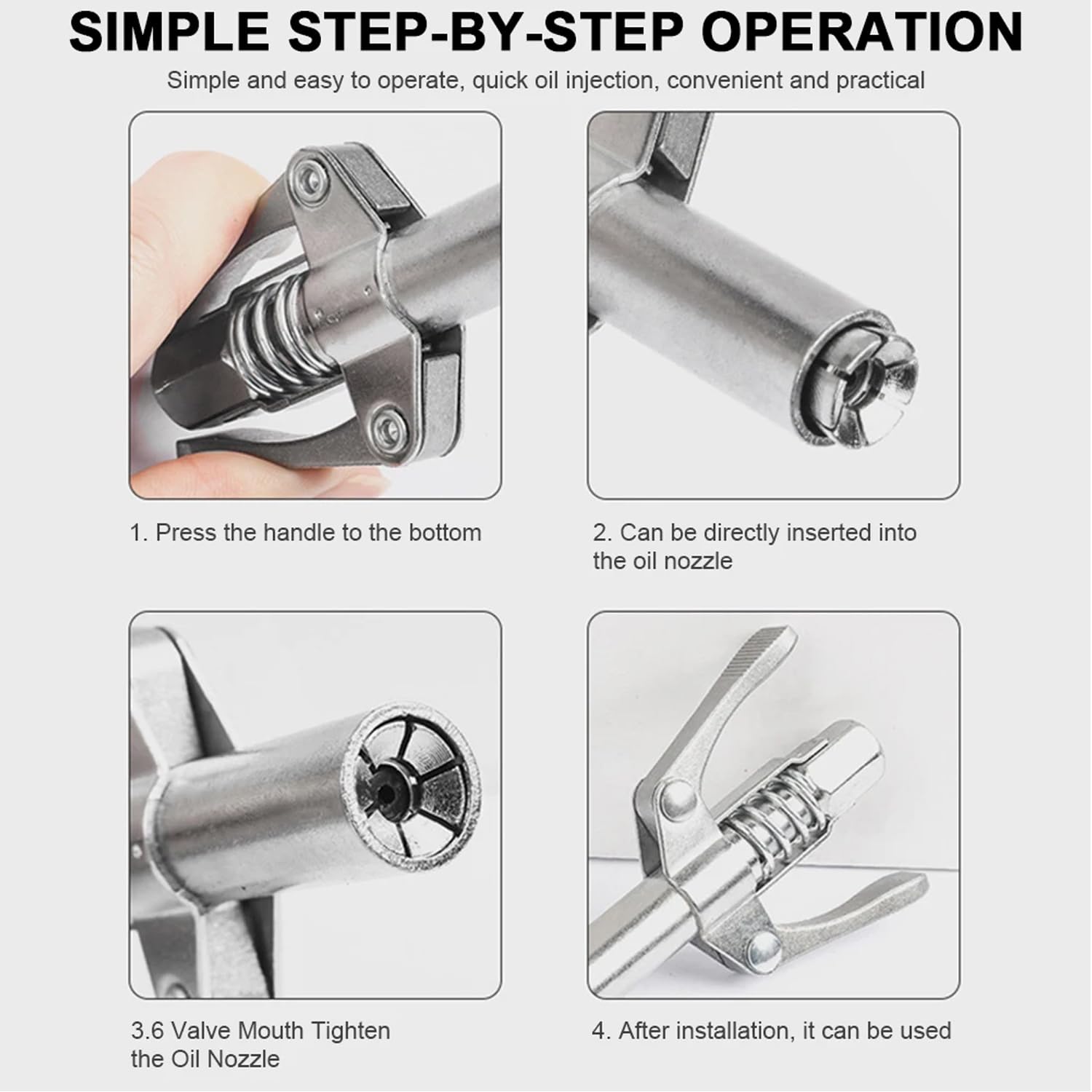 Greluma 2 Piezas Acopladores de pistola de engrase con doble manija, puntas de boquilla de engrase con bloqueo, compatibles con conexiones NPT de 1/8"