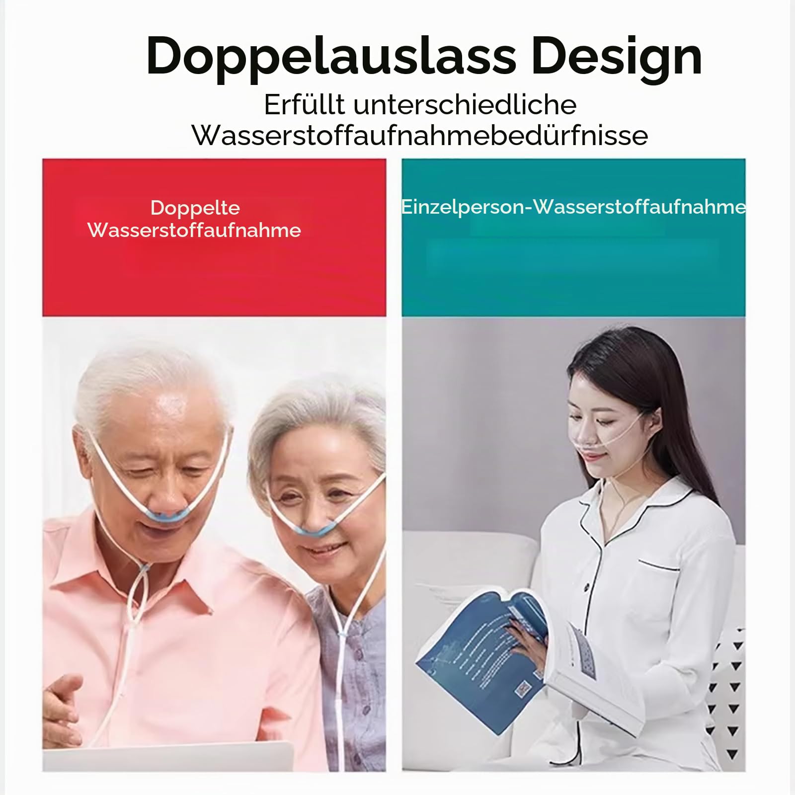 Wasserstoff-Inhalationsgerät, 99,99% Reines H2, Tragbares Wasserstoff-Atemgerät, Inhalator Mit Zwei Anschlüssen, H2-Molekulargenerator 225ml(150H+75O)