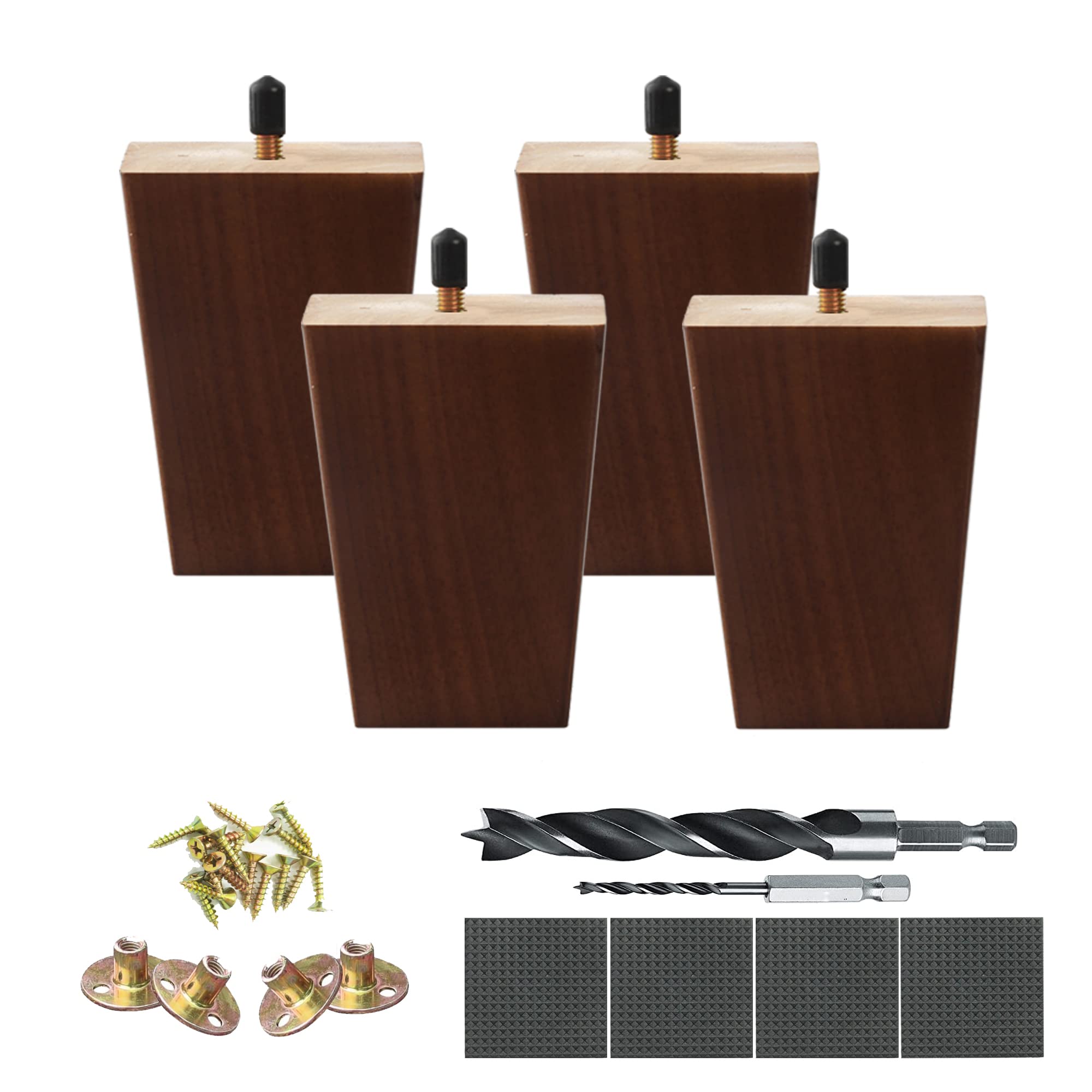 EGGUITAR Wood Sofa Legs 4 inch Furniture Legs Set of 4 Replacement