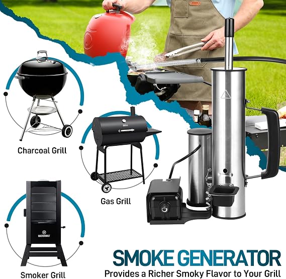 EUTRKei Cold Smoke Generator for Traeger Smoker Grill, Cordless Electric Smoke Tube with Air Pump, Cold Smoking for Cheese, Fish, Meat, Men Gifts, for Tailgating, Backyard, Party