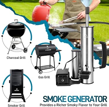 EUTRKei Cold Smoke Generator for Traeger Smoker Grill, Cordless Electric Smoke Tube with Air Pump, Cold Smoking for Cheese, Fish, Meat, Men Gifts, for Tailgating, Backyard, Party