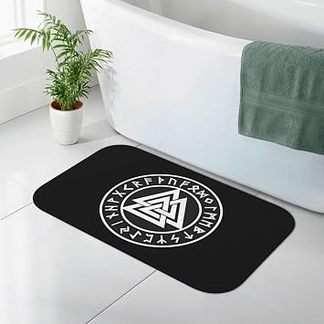 Vikings Norse Mythology Pagan Asatru Magical Rune,Water-Absorbent and Non-Slip Diatom mud Soft Floor mat 19.7x31.5 inches, Suitable for Bathroom, Kitchen, etc.