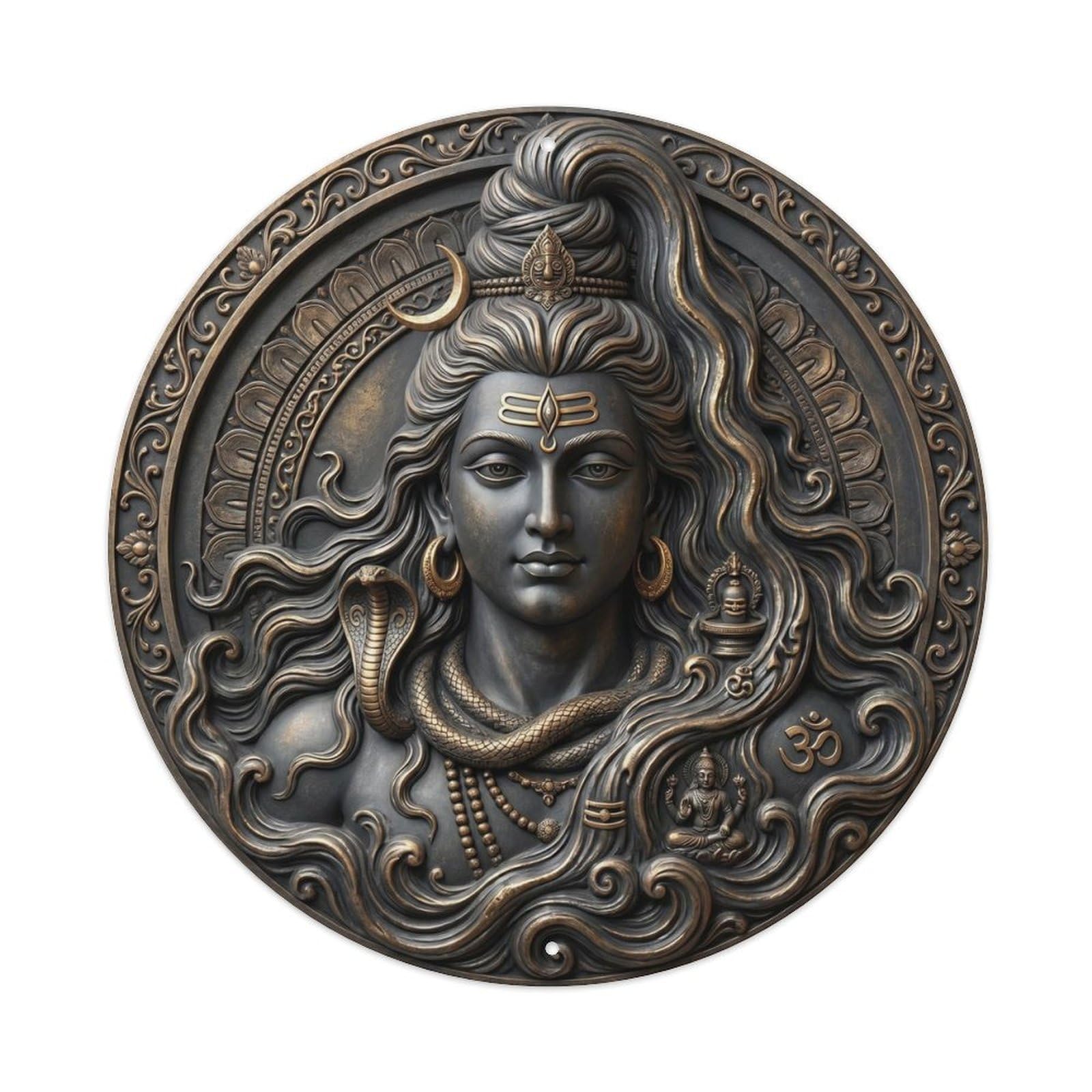 Shiva Ganga River Flowing Hair Sacred Relief Sculpture Metal Tin Sign