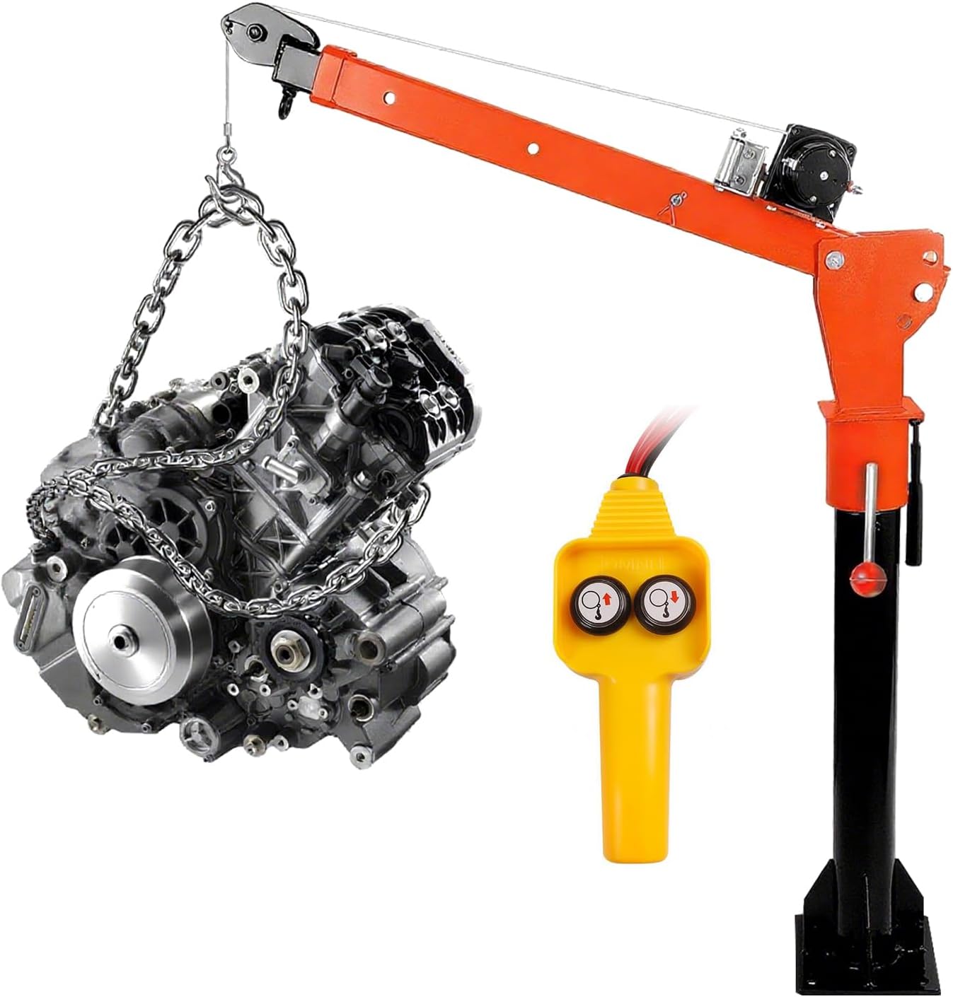 Durable 1100lb Truck Crane with Alloy Steel, 3500lbs 12V Electric Winch Truck Bed Lift 3-Position Adjustable Boom, 360° Rotational Capability and Foldable Design Practical in Multi-Scene