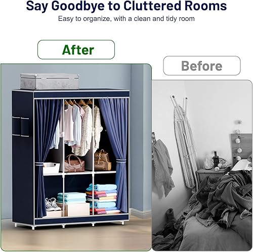 Miniatura 3 de Organizador portátil de almacenamiento de armario con ruedas, marco resistente y tela no tejida, organizador de armario independiente a prueba de