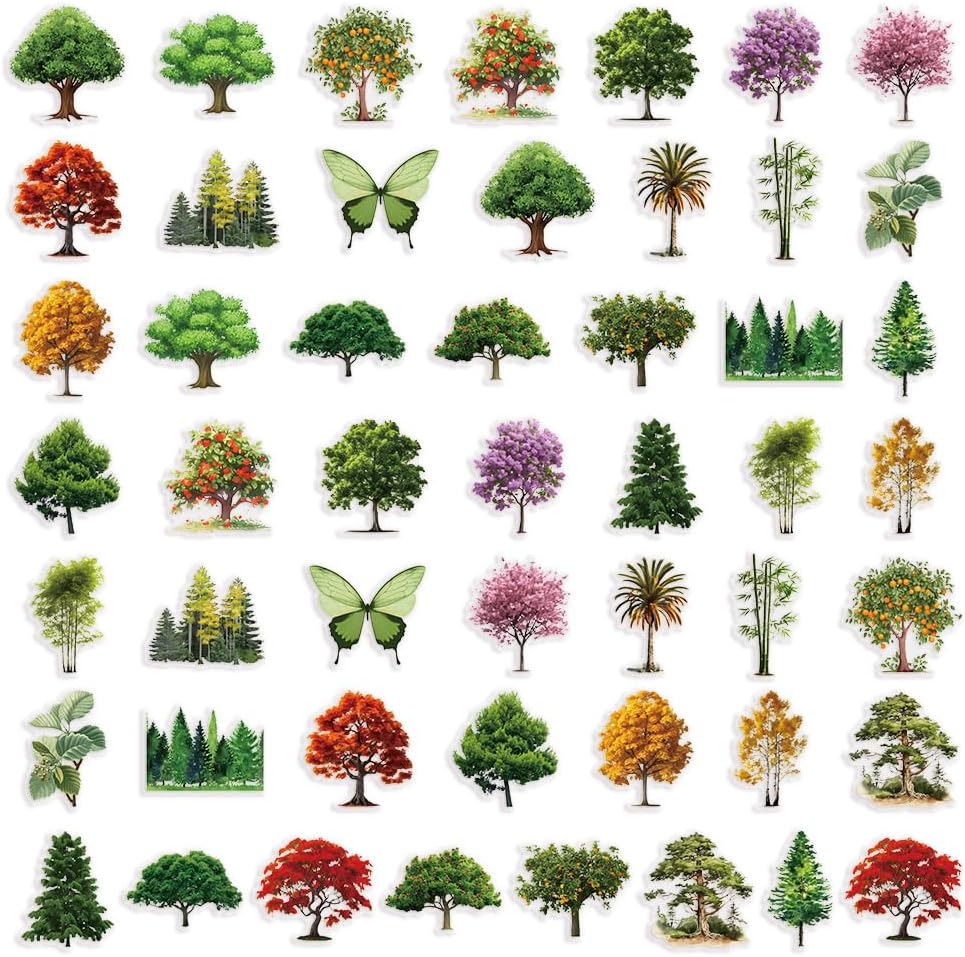 Botanical Aesthetic Die-Cut Tree PET Stickers Pack - 50 PCS image 2