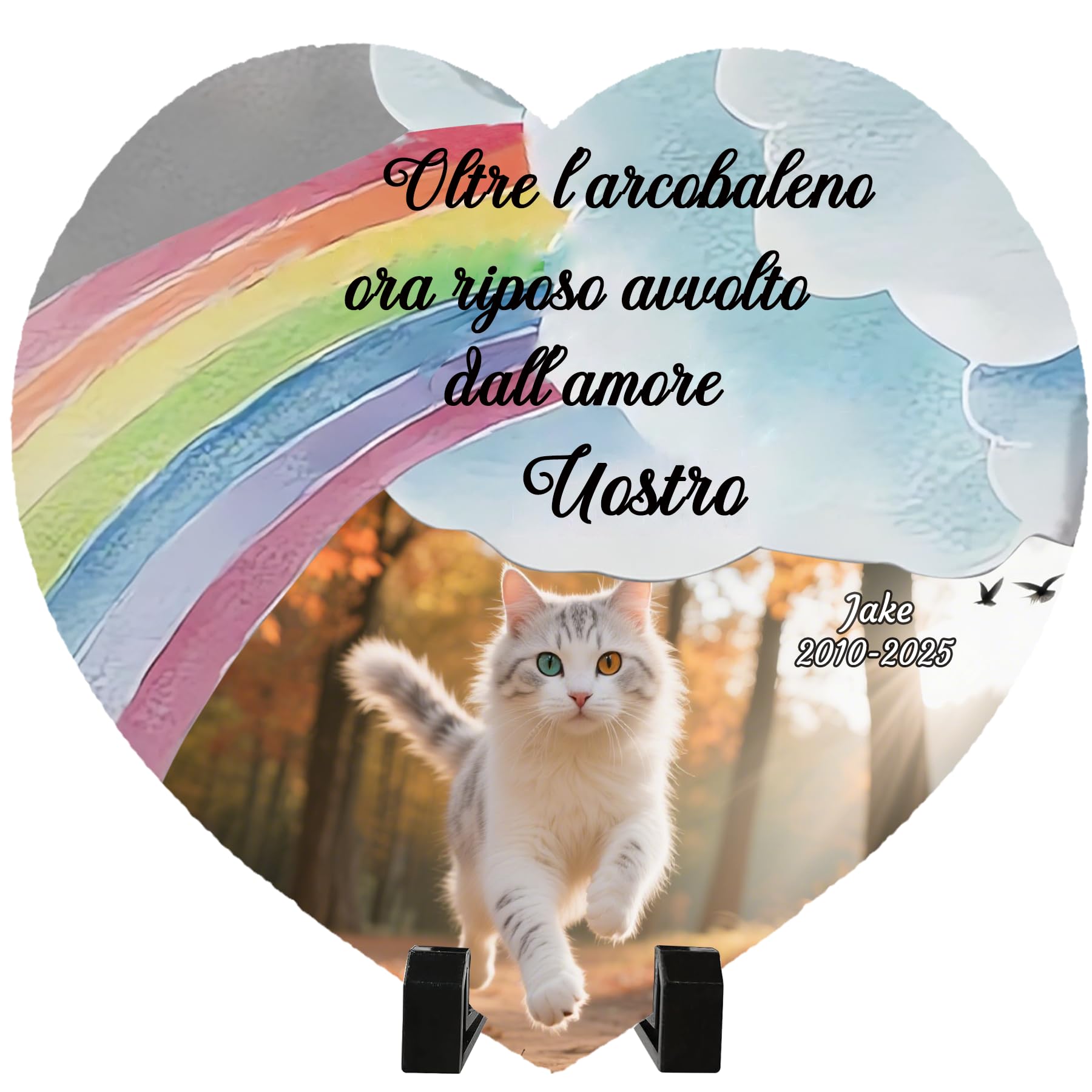 Targa Commemorativa per Gatti con Foto Pietra Tombale Personalizzata Regalo Condoglianze Perdita Animale Decorazione Giardino Style F