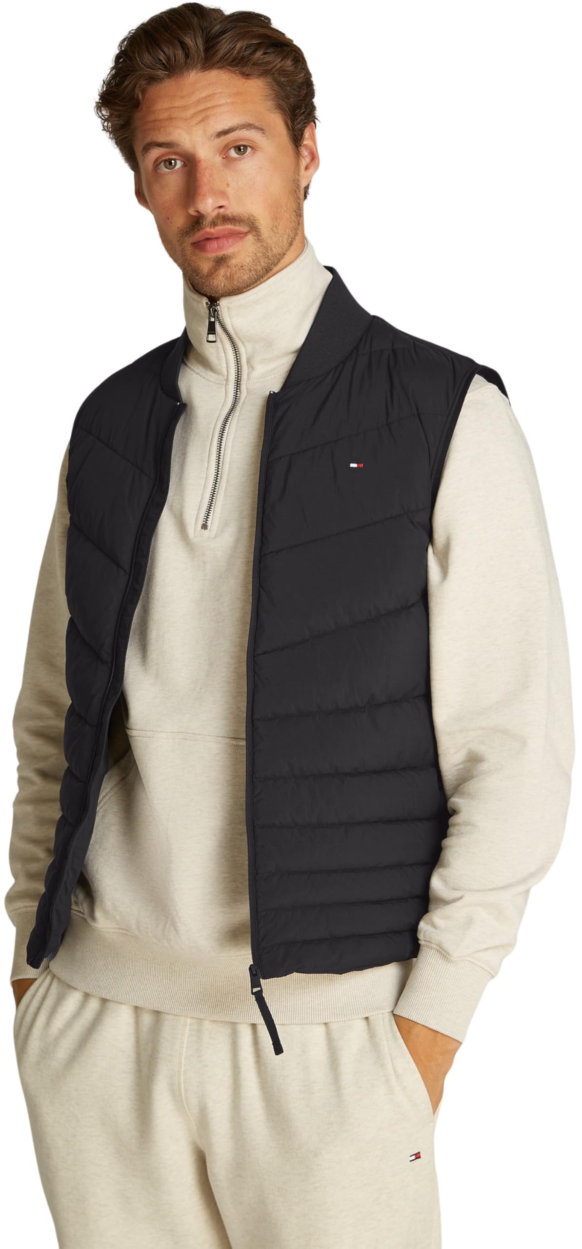 Tommy Hilfiger Men’s Mix Quilt Water Repellent Gilet, Black (Black), XXL