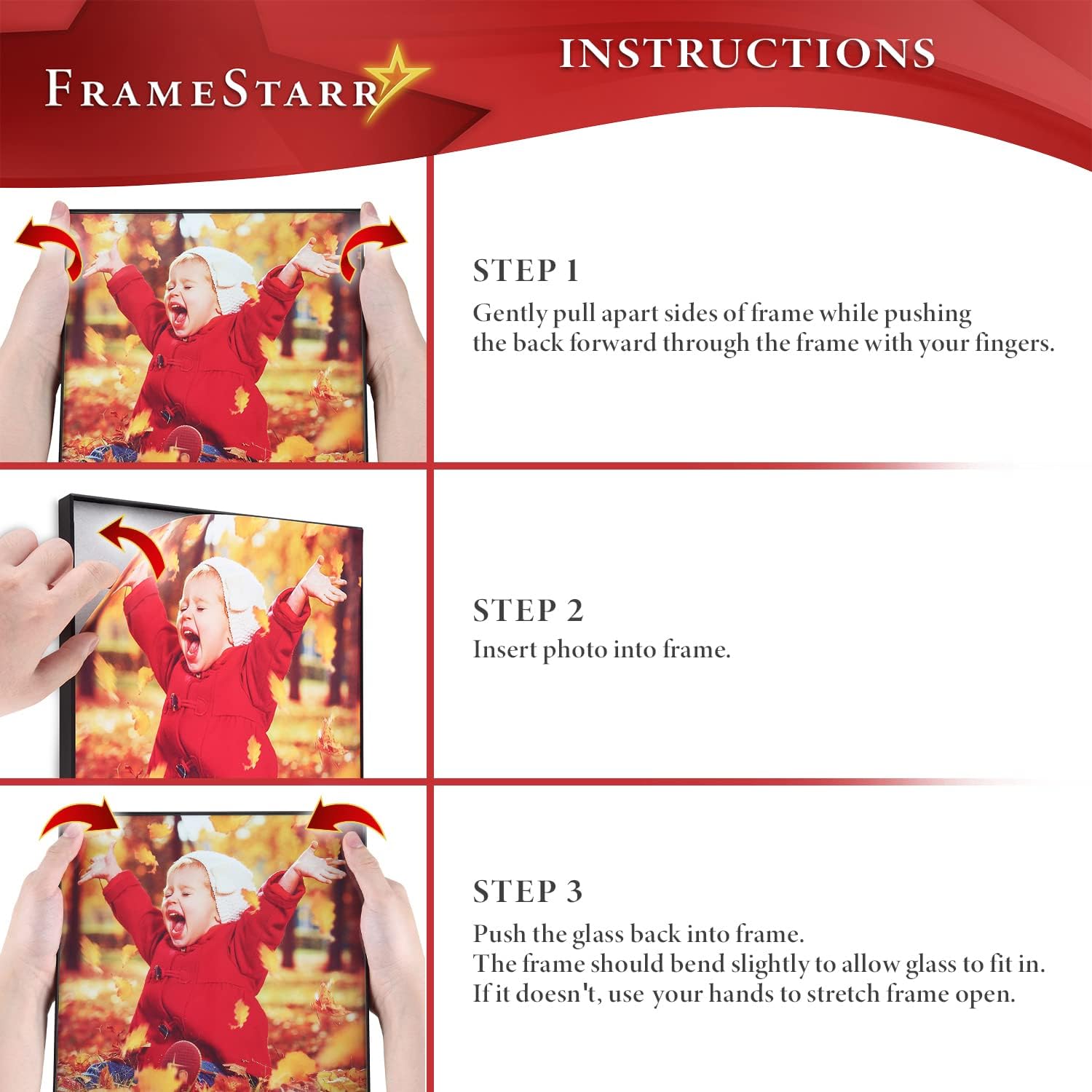 FrameStarr 4x6 Picture Frame Set (Black, 6 Pack), Front-Loading Contemporary Modern Style, Tabletop or Wall Mount, Harmony Collection