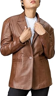 Oversized Lambskin Leather Blazer Women - Business Casual Coat Plus Size...
