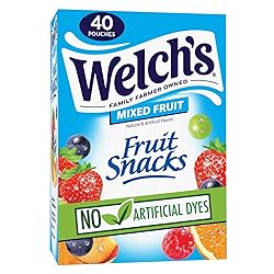 Welch's Fruit Snacks, Mixed Fruit Snack Box, Gluten Free, 0.8oz Snack Packs (Pack of 40)