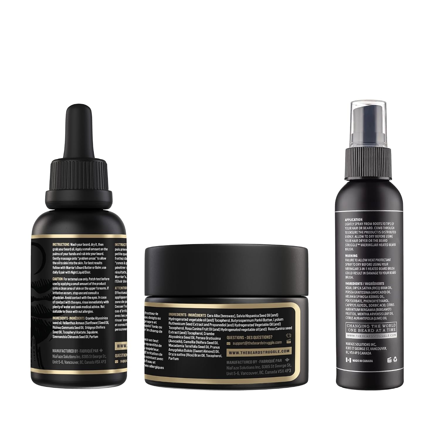 The Beard Struggle Beard & Hair Heat Protectant Spray, Warrior’s Beard Balm & Day Liquid Tonic Beard Oil Bundle Nourishes & Revitalizes Beard Hair - Gold Collection - Asgardian Secret image 2
