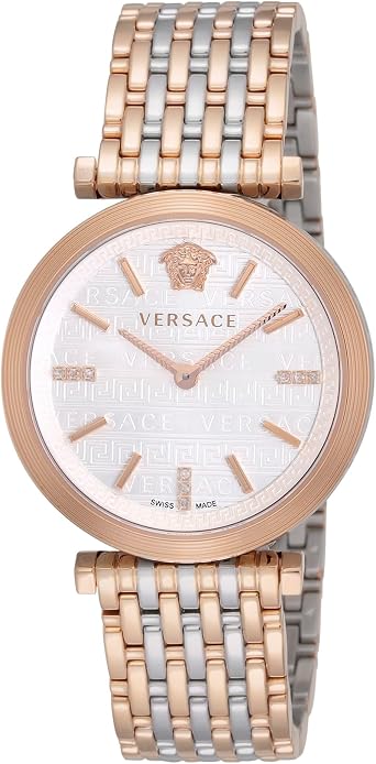 Versace VELS01019 Mens Wrist Watch, Twist Silver Dial, Stainless Steel, Sapphire Glass, Quartz, 1.4 inches 36 mm, Gold