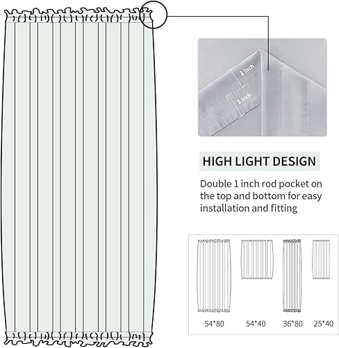 Miniatura 34 de DWCN Cortinas para puerta francesa: cortina térmica con bolsillo para barra para puertas con ventana de cristal, puertas de cocina y patio