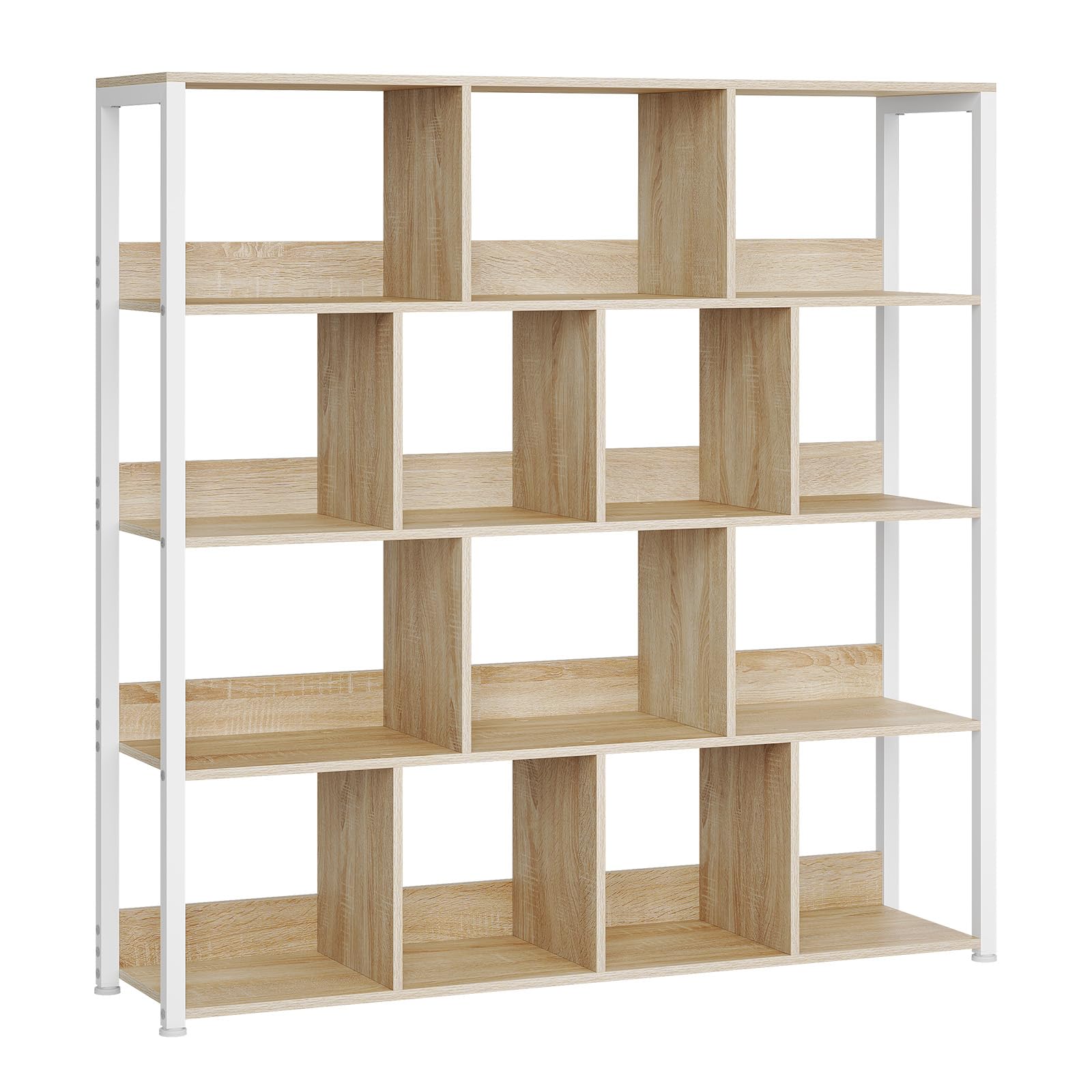 eSituro Estantería de Pie 4 Niveles, Libreria Estantes Abiertos | Marco de Metal Robusto, Estanteria Almacenaje para Salón, Dormitorio y Oficina, Madera, Marrón Rústico, 120x30x120cm