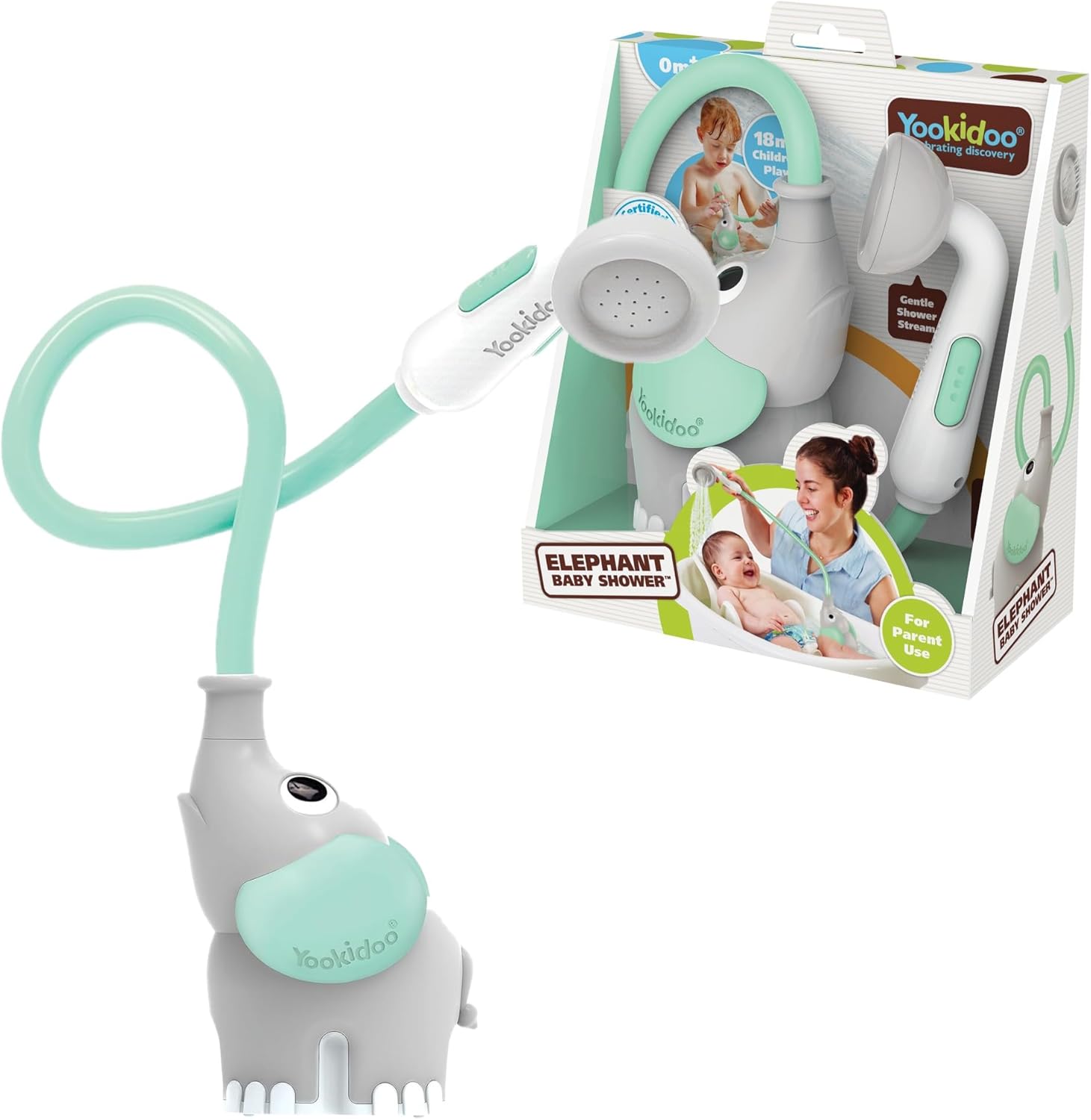 Yookidoo Shower Bathtub Elephant Faucet Toy with Water Pump for Maximum Bathtub Fun (Turquoise)