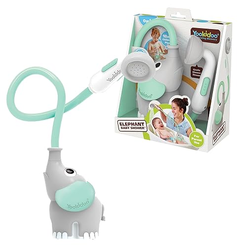 Yookidoo - Elephant Baby Bath Shower Head - Teal - Suitable for Newborns, Infants, and Toddlers - Can be Used as a Bath Toy - Compact and Portable - from Birth – 40212 - Turquoise