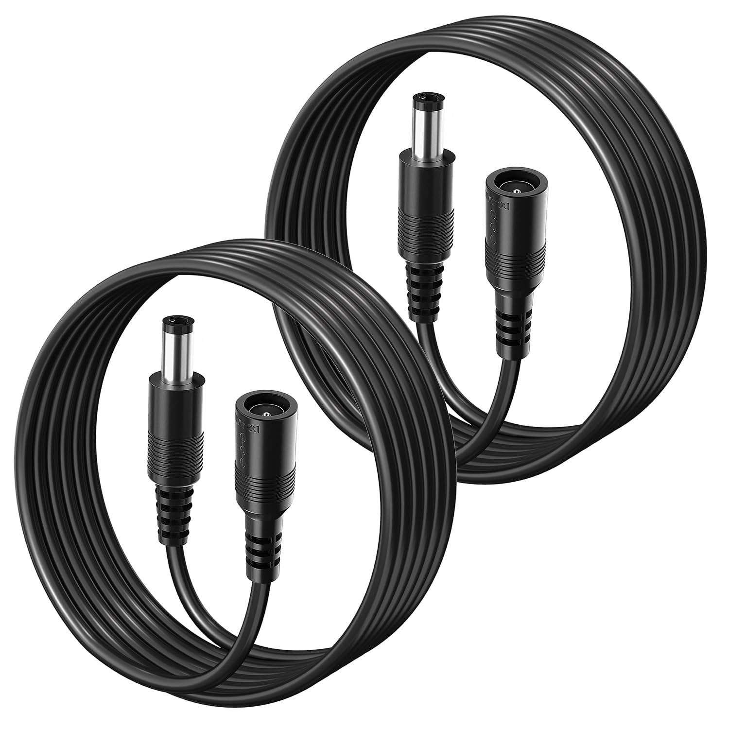 BeautifulU 2PCS 2M DC 12V Power Extension Cable, DC Plug 5.5 * 2.1mm, Male-to-Female Connector, Power Extension Cord for CCTV Cameras/Routers/LED Strips/Printers and More Devices-Black