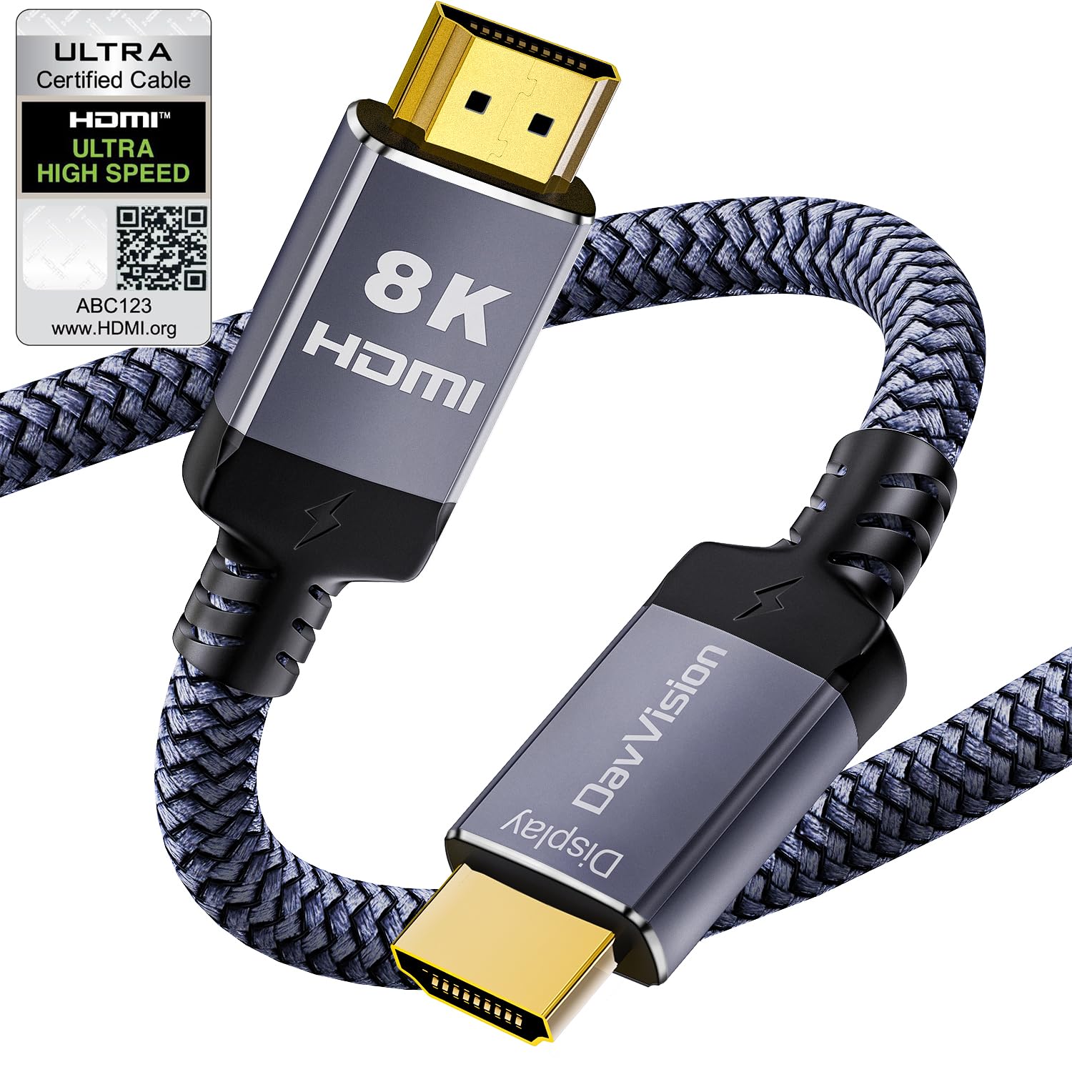 DavVision 8K Fiber Optic HDMI Cable 40 Feet, Long HDMI 2.1 Cable High Speed Unidirectional 8K@60Hz HDMI Braided Cord Support eARC/Dynamic HDR/HDCP/3D,