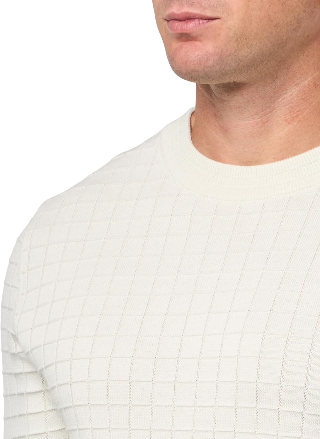 HUGO Men's Grid Pattern Cotton Knit Sweater
