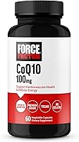 Vista 1 de Force Factor CoQ10 100 mg, suplemento de salud cardíaca de coenzima Q10 con absorción mejorada, Coq 10 de grado premium, vegano, sin lácteos, sin