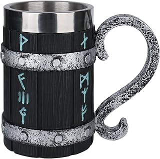 bssmmai Viking Wooden Barrel Beer Mug, Jarra de Cerveza de Madera Hecho a Mano de Acero Inoxidable Liner Vintage Jarra de Cerveza de 600 ml, Vaso Medieval para Café/Bebidas/Jugo para Hombres