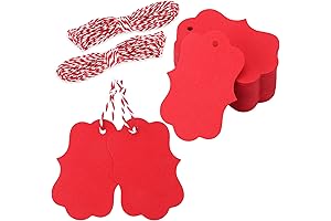 Joycraft Red Christmas Tags with String for Gift Wrapping
