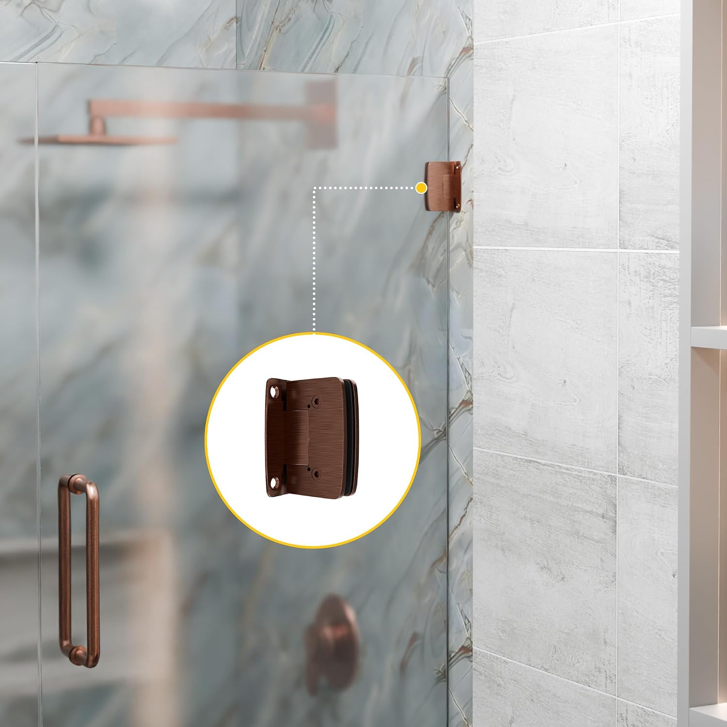 Brixwell Glass to Wall Mount Shower Door Hinge with Full Back Plate, Solid Forged Brass, 2-13/16" Height, 2" Width, 2-1/8" Hole Spacing(Vertical), Fits 1/4" and 5/16" Glass Panels, Antique Copper