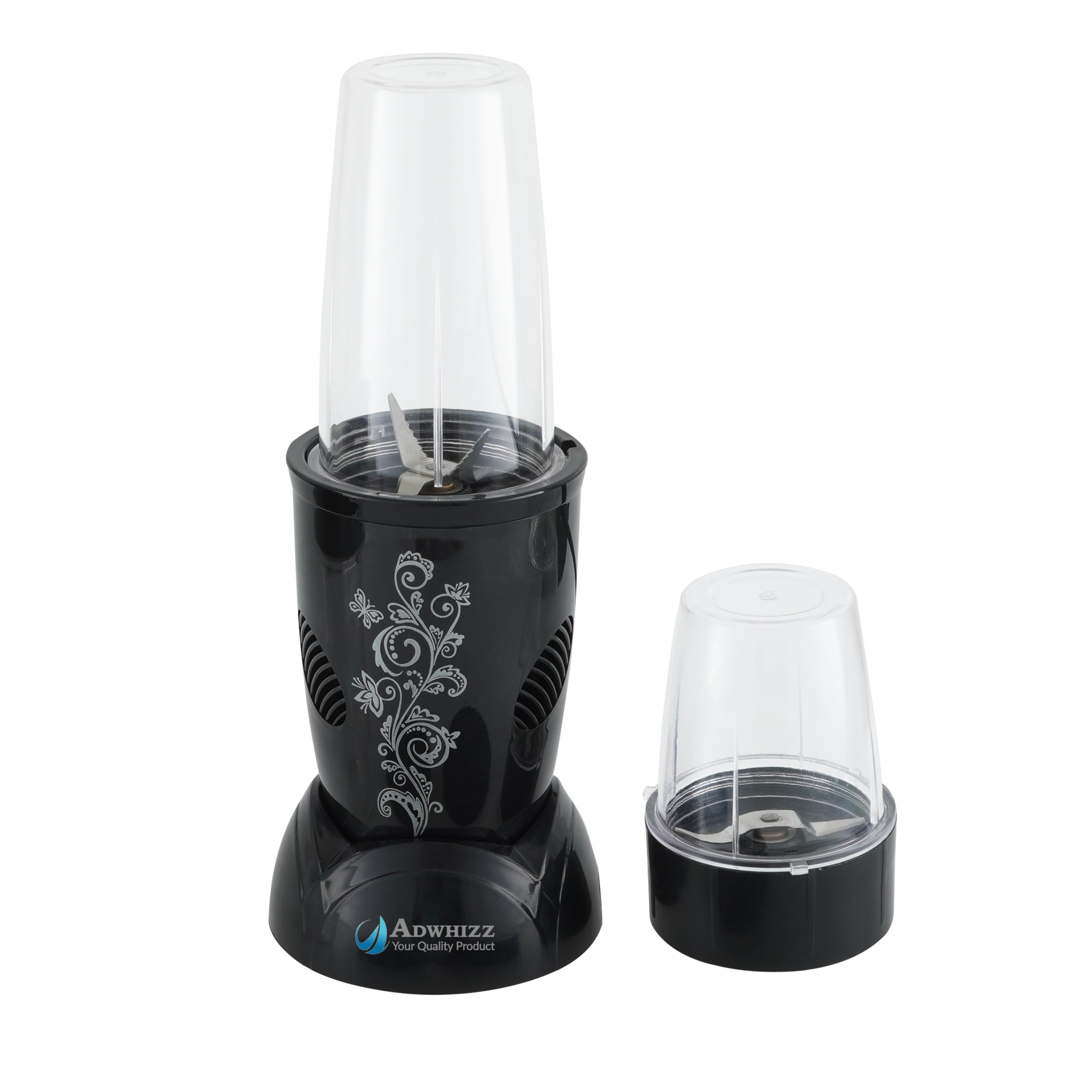 Adwhizz Nutri 450W Ultra Blender, Mixer, Grinder, Smoothie Maker, Food Processor, Glow Illuminated Interface, Quietest Single-Serve Blender, SS Rapid Extractor Blade 1yrs warranty (Black)-image-47