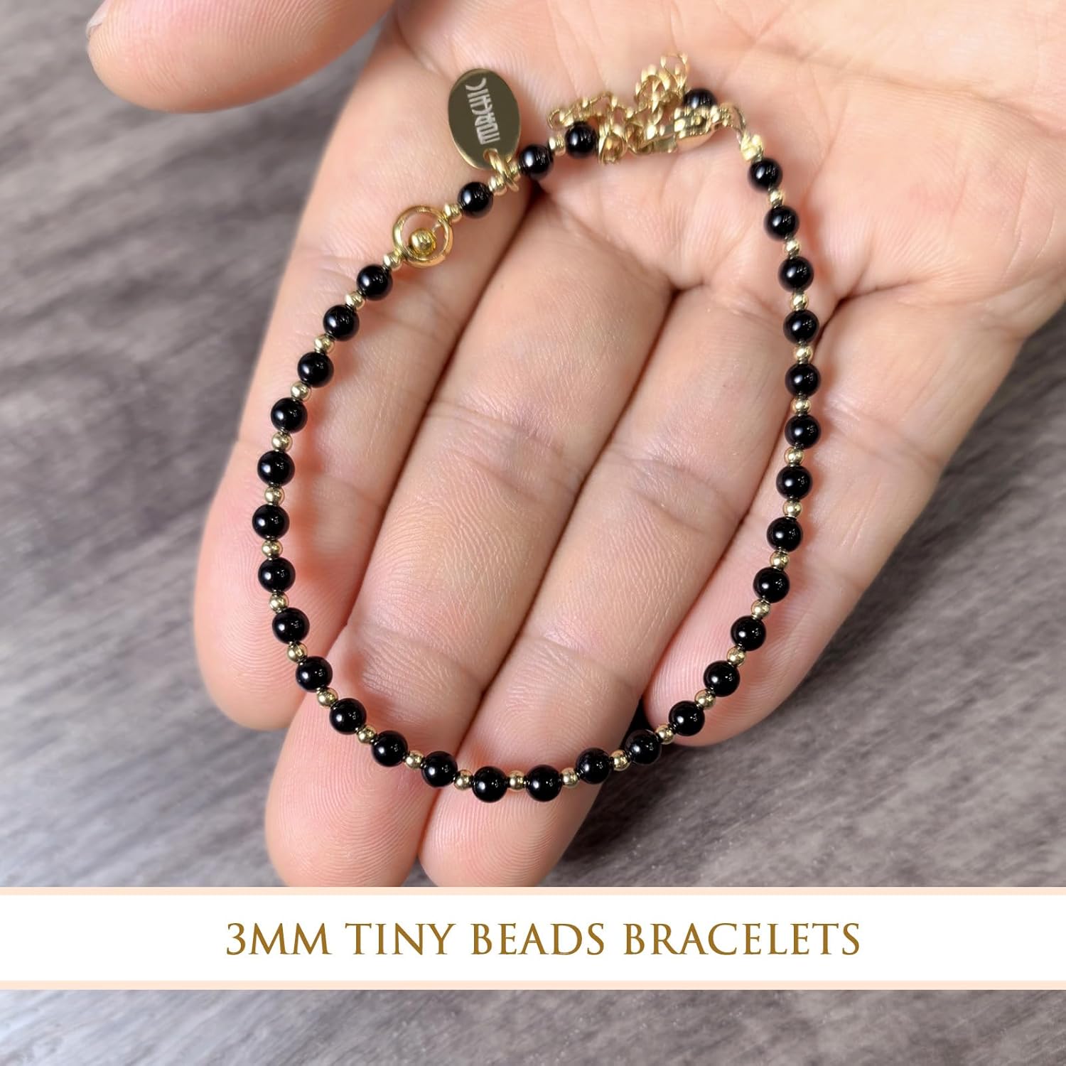 Morchic 3mm Tiny Beads Natural Gemstone Bracelet for Women, Adjustable 7.1" Energy Gem Charm Jewelry, Dainty Handmade Birthday Gift - Image 5