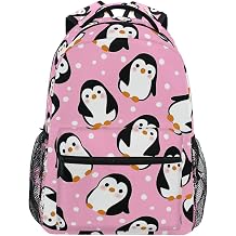 Pink Penguin Backpacks for Girls Boys Kids School Bag Elementary Bookbag Personalized Laptop Back Pack Travel Rucksack