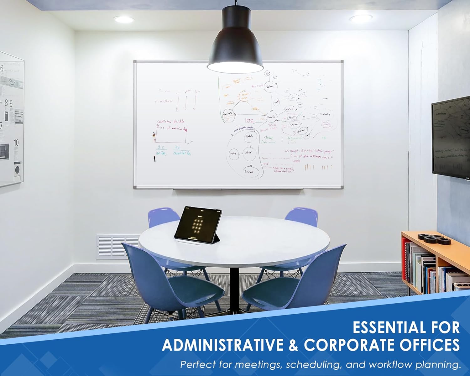 SWANCROWN White Board Dry Erase 60 x 36 Inches, Large Whiteboard for Wall with Thick Aluminum Frame, 5' x 3' Magnetic Whiteboard with Long Marker Tray & Magnetic Pen Holder for Office & Home