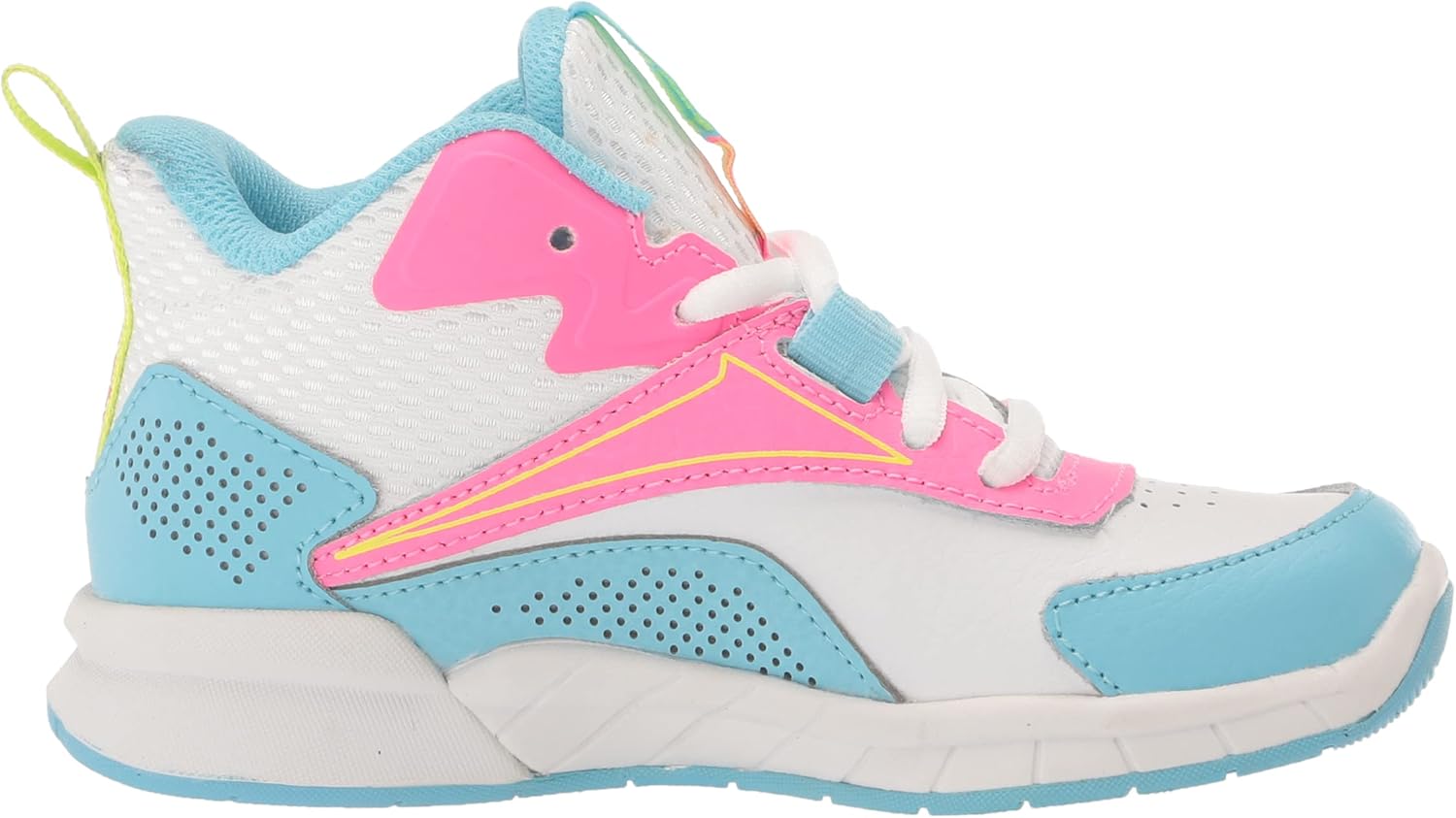 Reebok Boy's More Buckets Basketball Shoe 4 Little Kid White/Digital Blue/Atomic Pink image 6 of 7 B09H3Z1NL3