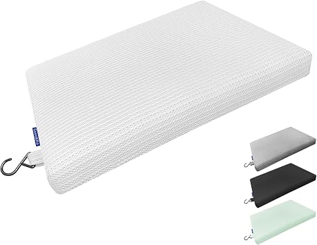 Gooo&Ma Non-Slip Waterproof Shower Seat Cushion Bathtub Pillow Shower Chair Bench Bathtub Cushion - with 3D Mesh & Hook - Bath Pillow,for Elderly,Pregnancy - Washable and Quick DryingWhite