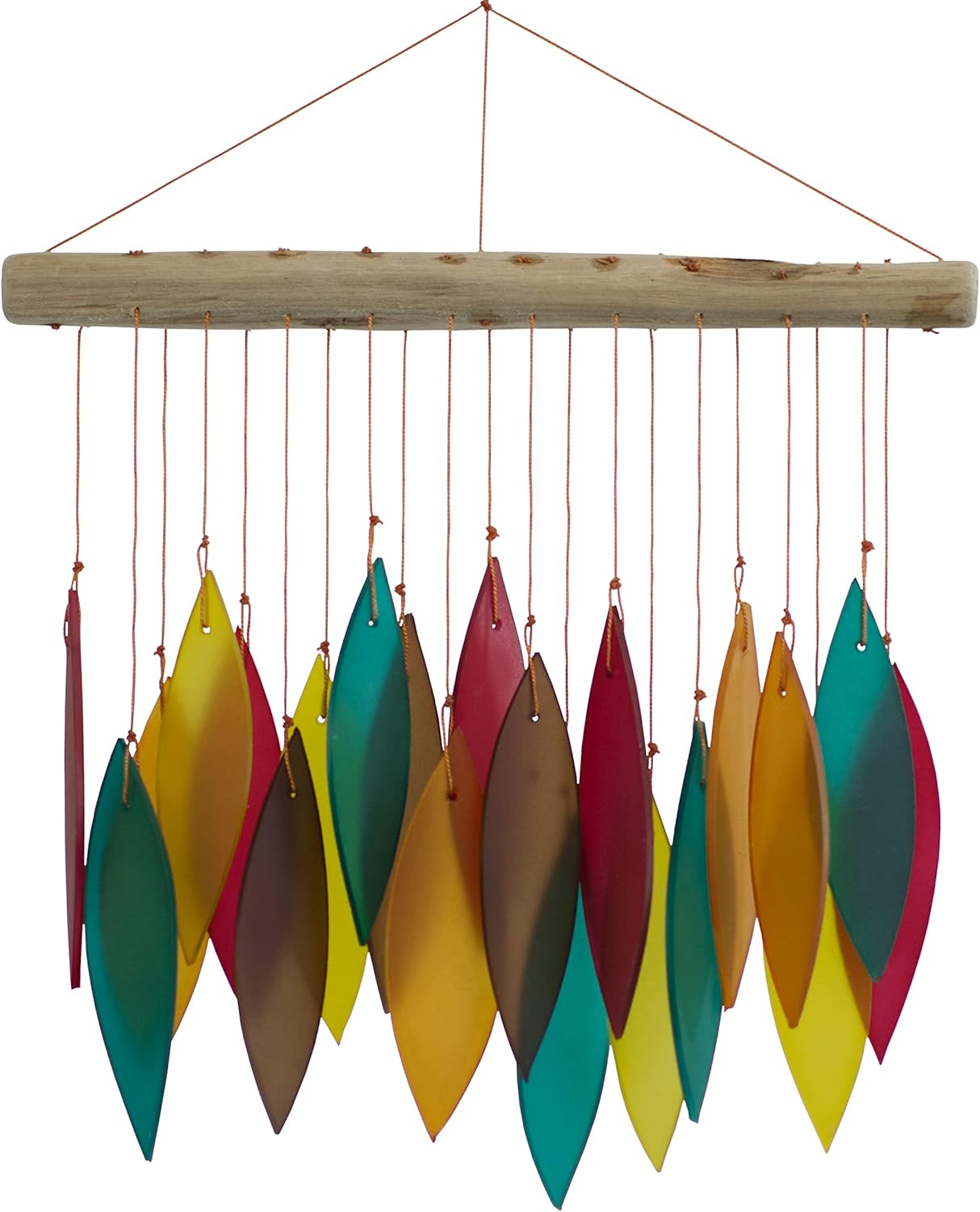 Cohasset Gifts Tumbled Glass Wind Chime - Bodhi Colors - Leaf Design