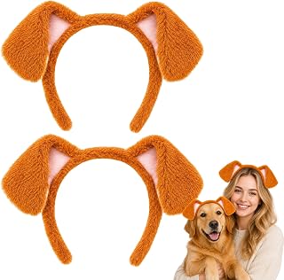 2 PCS Brown Dog Ears Headband, Golden Retriever Ears, Cosplay Puppy Ears Halloween Headbands for Women, Dog Headband for Washing Makeup Halloween Party (Golden Retriever 2)