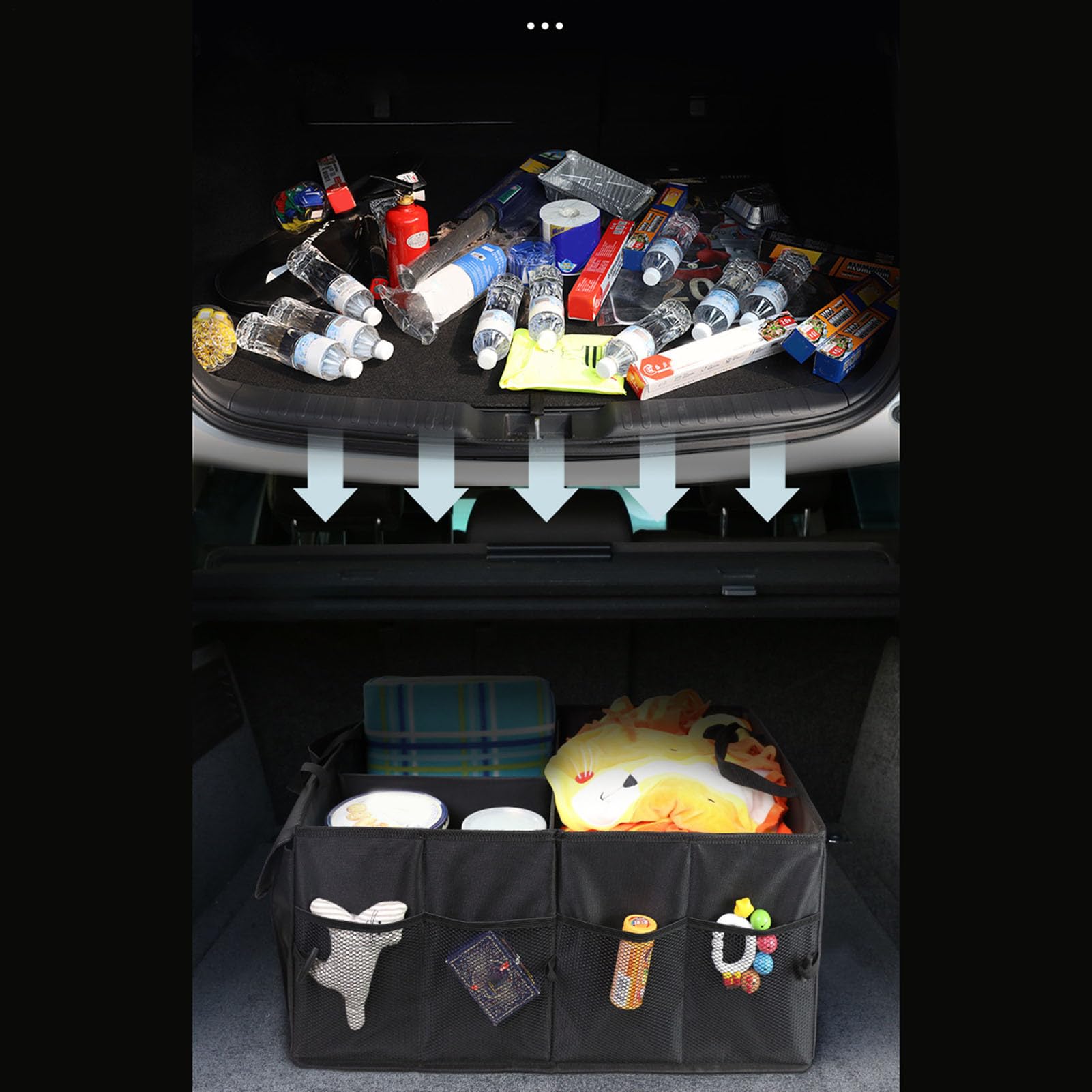 Organizer Bagażnika Samochodowego Składany Wielokomorowy Przenośny Pojemnik | Organizer Przechowywania w Pojazdach Dla Ciężarówek SUV Vanów Podróży Kemping Piknik Długa Jazda Wycieczki Rodzinne