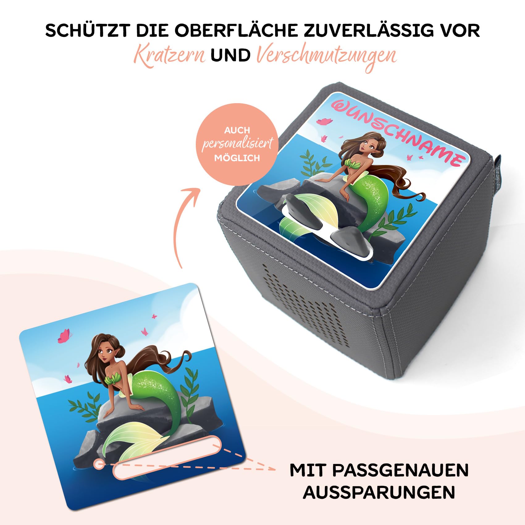 Schutzfolie Für Toniebox (Meerjungfrau Motiv) – Individuell Bedruckt, Wasserabweisend, Schützt Vor Kratzern