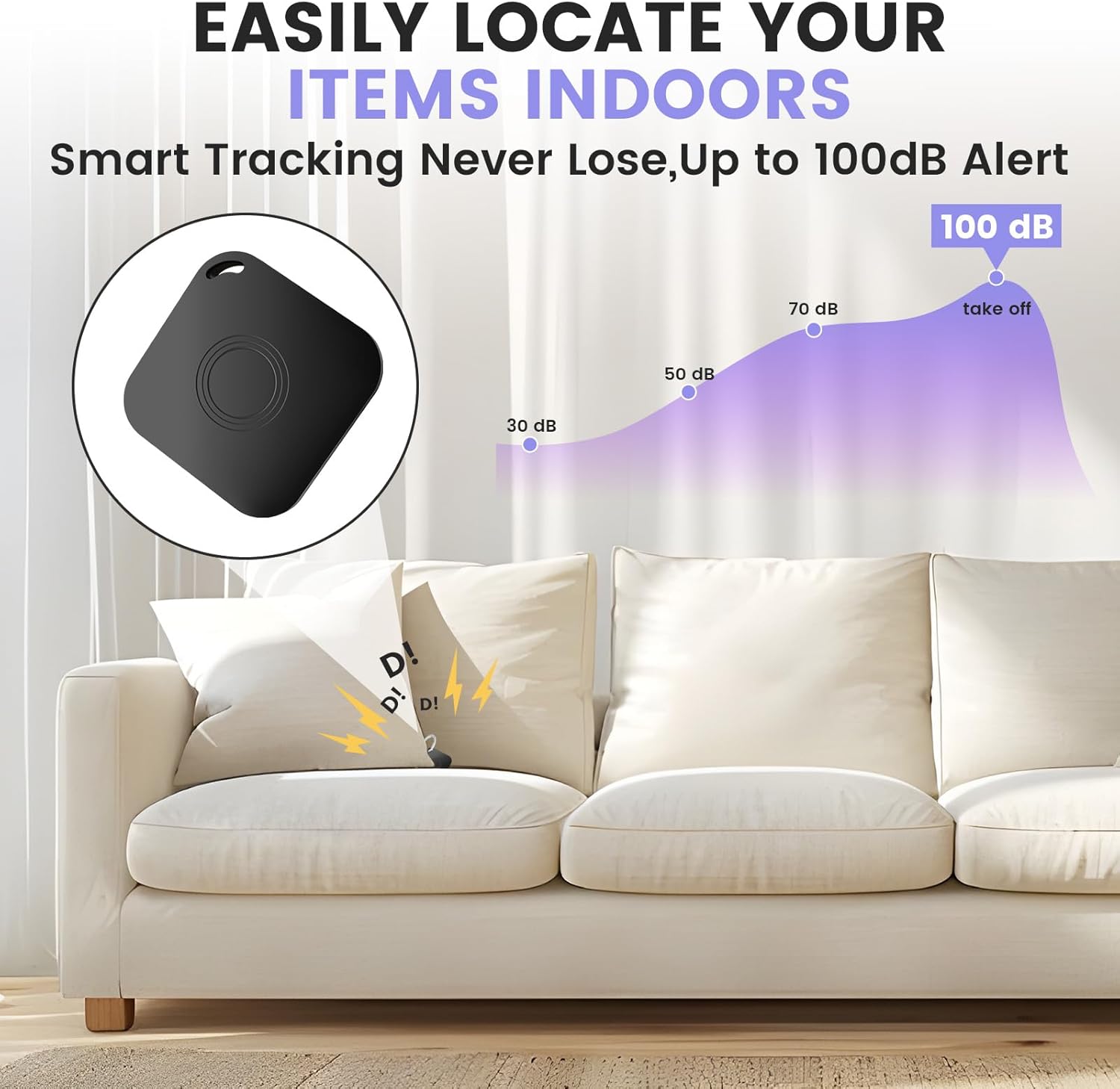 4 Pack Air Tracker Tag, Smart Bluetooth Luggage Tracker Compatible with Apple Find My APP(iOS Only), Anti-Lost Item Locator for Keys Wallet Pets and Luggage, Waterproof with Replaceable Batter - Image 4