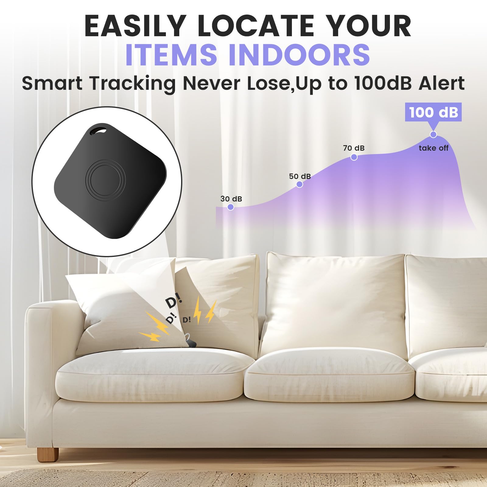 Détecteur d'articles Air Tracker compatible avec l'application Apple Find My (iOS uniquement), batterie remplaçable, étanche IP67, localisateur d'objets Bluetooth intelligent anti-perte pour clés