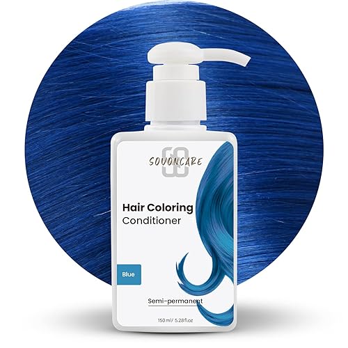 SOVONCARE Acondicionador de depósito de color de cabello, acondicionador de color azul semipermanente para cabello teñido, 5.28 onzas, el
