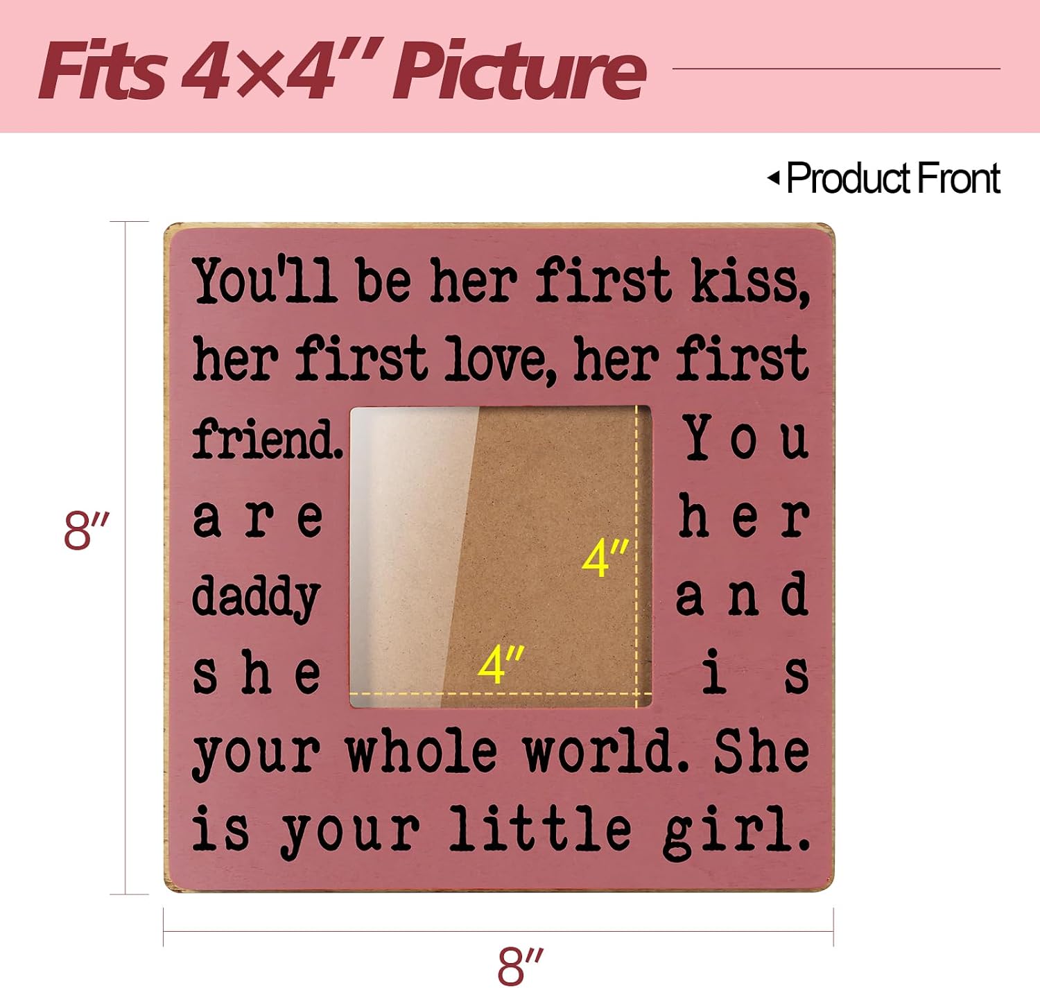THYGIFTREE First Time Dad Gifts from Daughter Wife - New Dad Picture Frame for Father's Day, Birthday, Christmas, Valentine's Day - Daddy to be and Me 4x4 Girl Dad Frame for Expecting Father