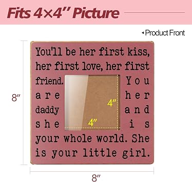 THYGIFTREE First Time Dad Gifts from Daughter Wife - New Dad Picture Frame for Father's Day, Birthday, Christmas, Valentine's Day - Daddy to be and Me 4x4 Girl Dad Frame for Expecting Father