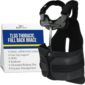 TLSO Thoracic Full Back Brace - PDAC L0464 Pain Relief and Straightener for Fractures, Post Op, Herniated Disc, Spinal Trauma, Mild Scoliosis