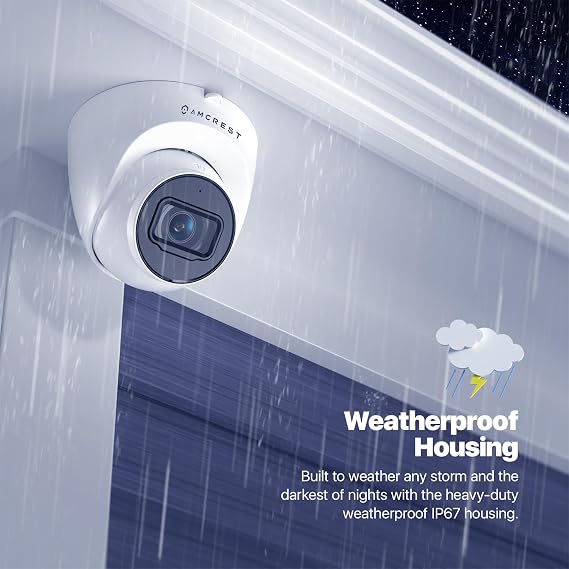 Amcrest 2-Pack 5MP UltraHD Outdoor Security IP Turret PoE Camera with Mic/Audio, 5-Megapixel, 98ft NightVision, 132 FOV, IP67 Weatherproof, MicroSD Recording (256GB), 2PACK-IP5M-T1179EW-AI-V3 White