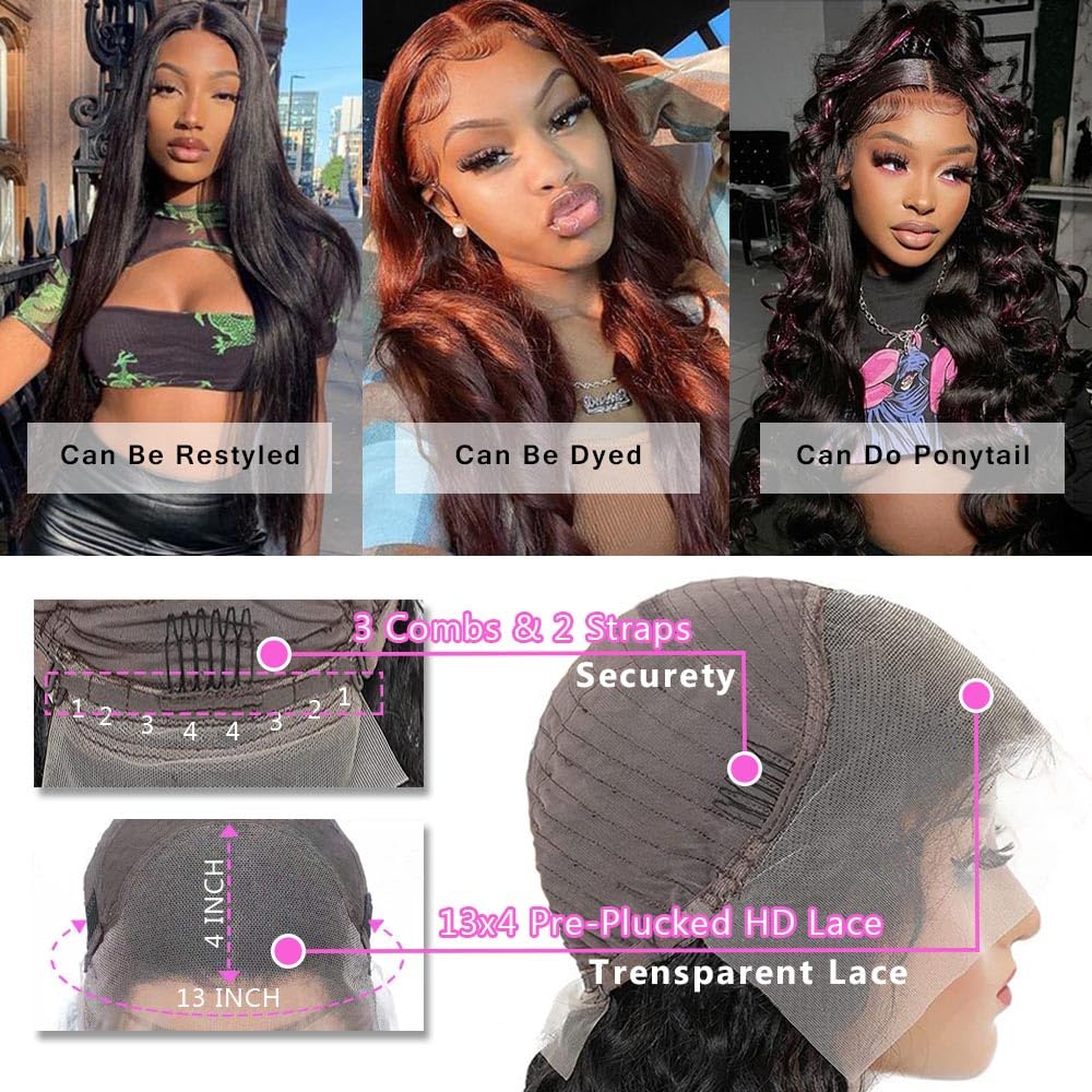 Human Hair Wigs for Black Women Lace Front Wigs for Women Soft Human Hair wig with Lace Front (#1B, 26 Inch)