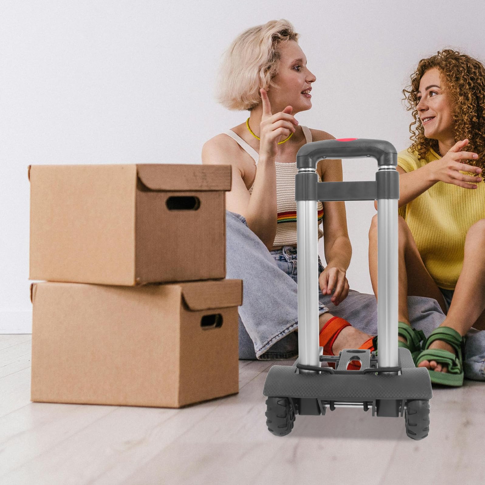 Carrello Pieghevole per Bagagli con Ruote e Manico Telescopico Nero